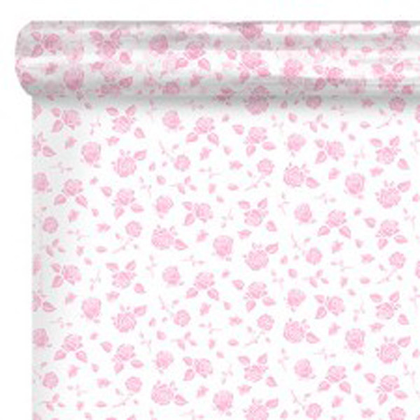 Pink Roses Roll Cello Roll Clear with Pink Roses 80cm x 100m