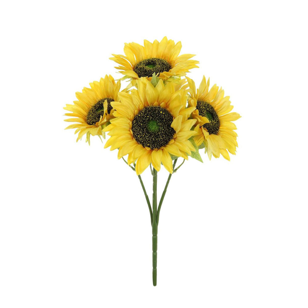 Faux Silk Artificial Sunflower Bush 5 Heads 47cm/18 Inches