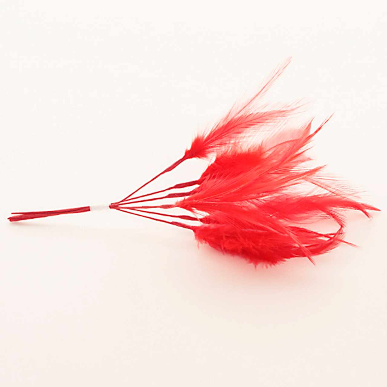 Wired Narrow Feather Craft Feathers x 6 Red 