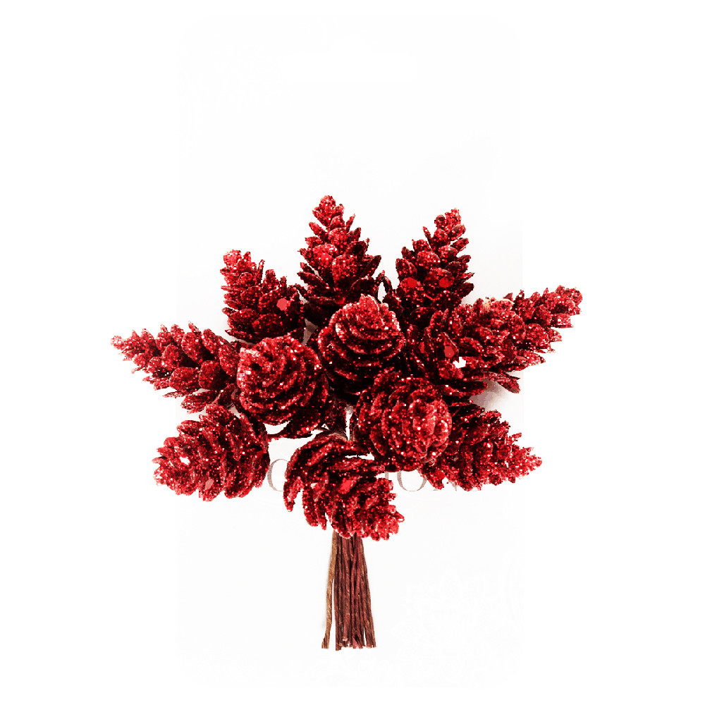 mall Artificial Pine Cones on Wire Glitter Gold x 72