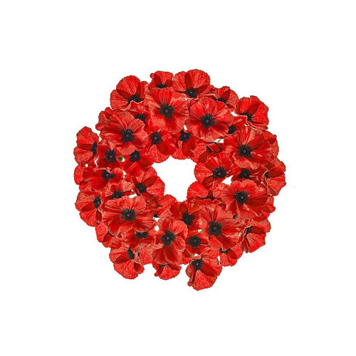 Faux Silk Red Poppy 45 Flower Head Wreath