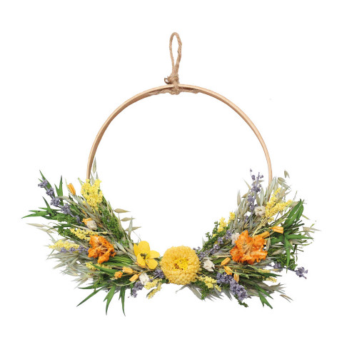 Dried Flower Wreath Hanger Yellow