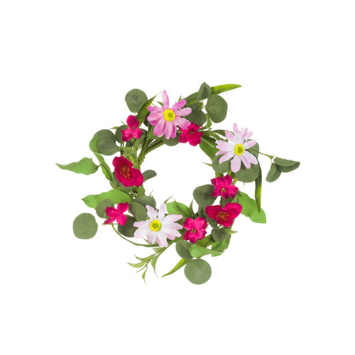 Artificial Daisy Blossom Pink Flower Mix Candle Ring