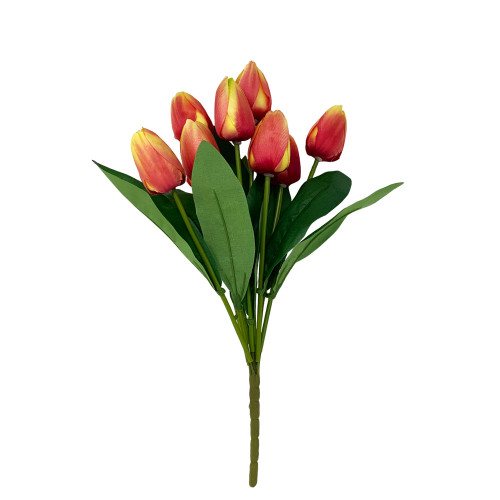 Faux Silk Tulip Bunch 9 head 44cm/17 Inches Tall Peach