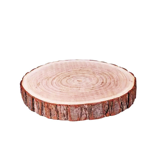 Single Circular Paulownia Wood Slice with Bark Large