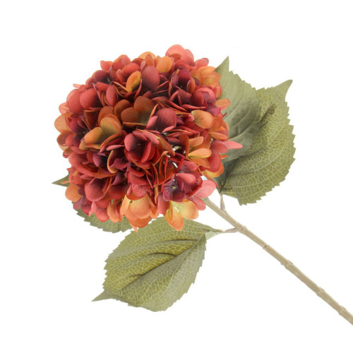 Faux Silk Hydrangea Stem Burnt Orange