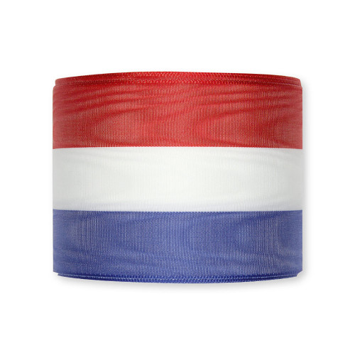 Tri-colour Fabric Ribbon Red White Blue 100mm