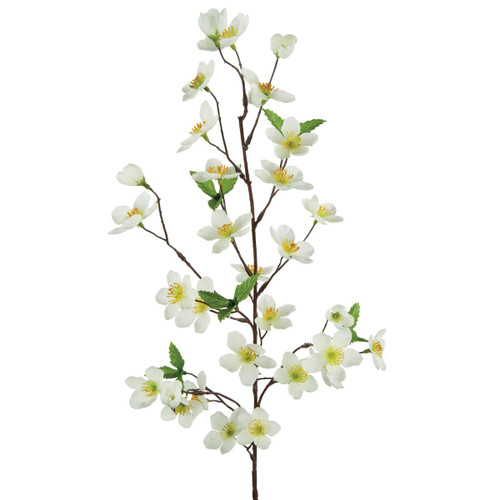 Faux Silk Spring Plum Blossom Branch Cream