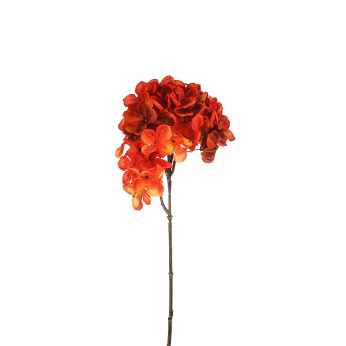 Faux Silk Hydrangea Flower Spray Orange