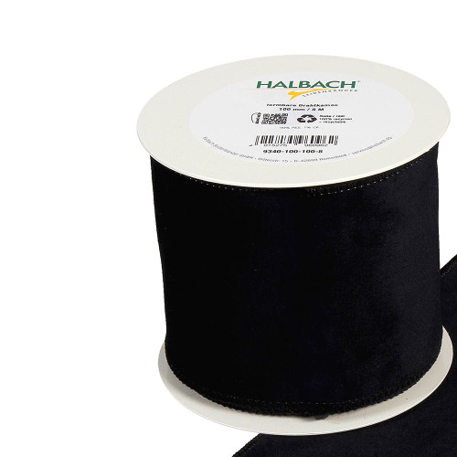 Velvet Fabric Ribbon 100mm x 8m Black