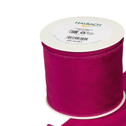 Velvet Fabric Ribbon 100mm x 8m Berry