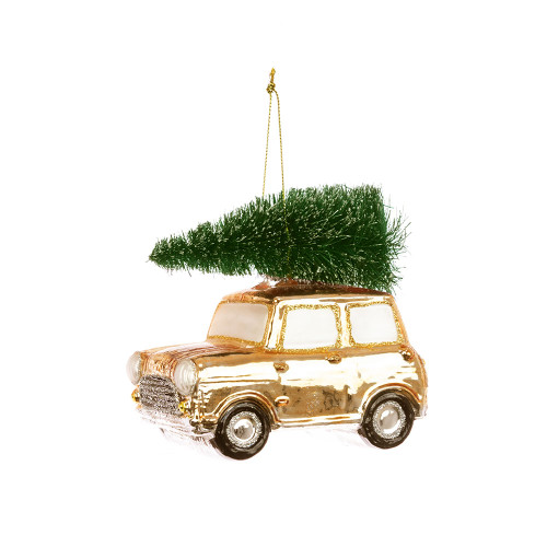 Classic German Beetle Car With Christmas Tree Hanging Glass