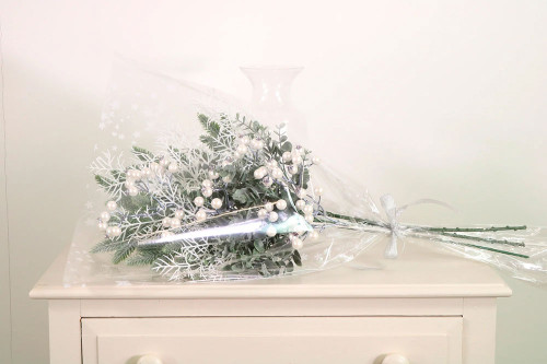 Christmas Eucalyptus, Frosted Pine, Foliage, and White Berry Bouquet