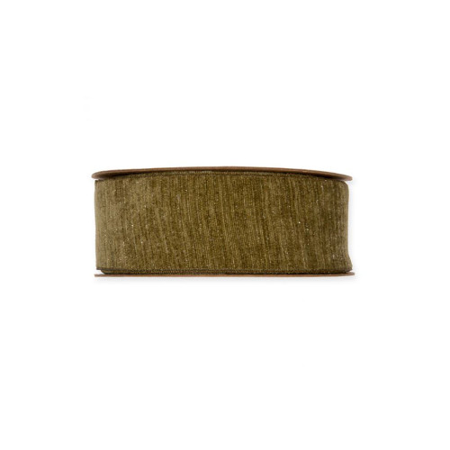 Chenille Velvet Ribbon Roll Olive Green