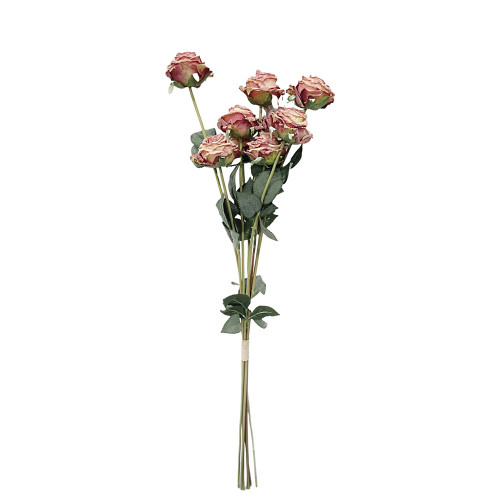 Dry Look Artificial Rose Bundle Antique Mauve