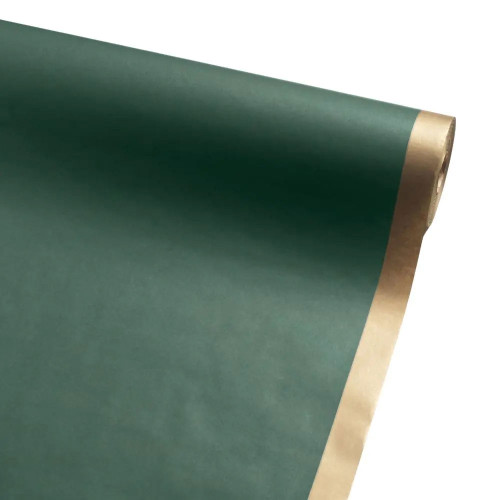 Green Kraft Paper Roll With 3cm Gold Edge