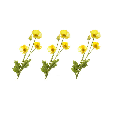 Faux Silk Poppy Sprays yellow group