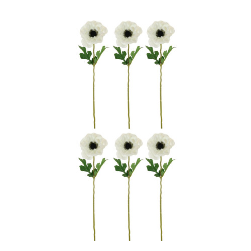 Faux Silk Anemone Flower Stem Ivory Cream