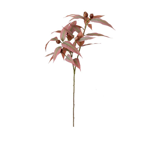 Artificial Eucalyptus Gumnut Fruit And Foliage Stem burgundy