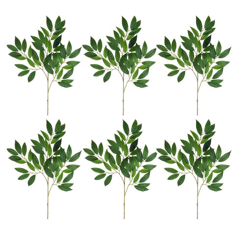 Pack of 6 Faux Silk Artificial Bay Willow Leaf Sprays