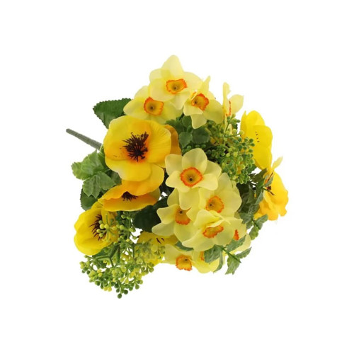 Artificial Pansy And Daffodil Flower Spring Bunch