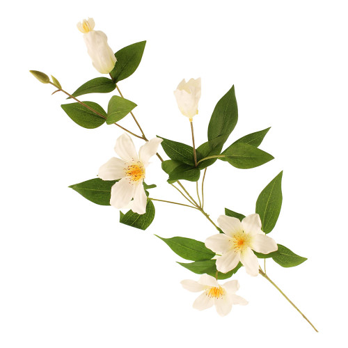 White Faux Silk Clematis Flower Stem
