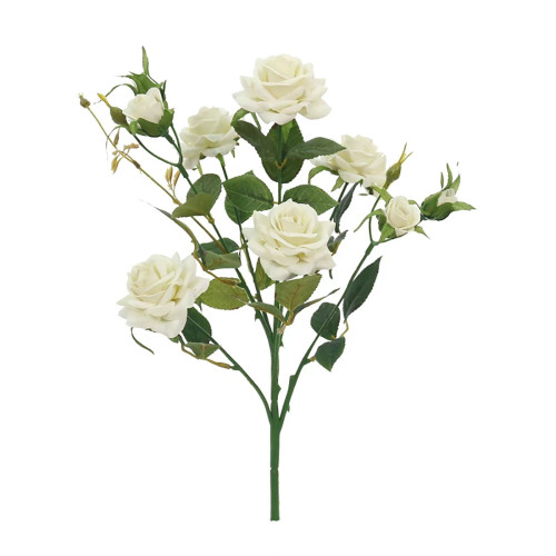 Artificial Rose Flower Spray 40cm Cream White