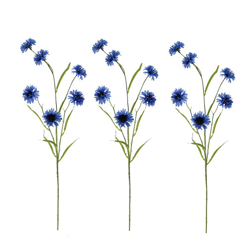 Faux Silk Artificial Blue Cornflower Stems