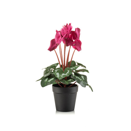 Faux Silk Artificial Dutch Cyclamen Flower Bush Hot Pink