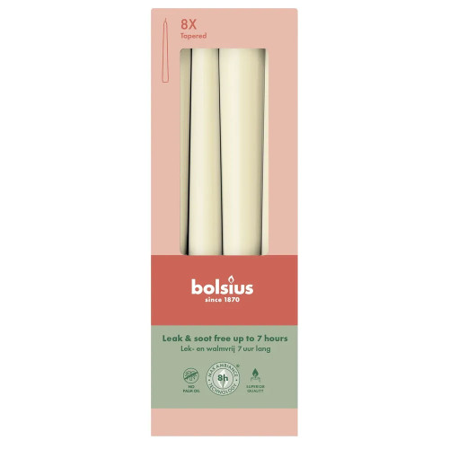 Bolsius Taper Dinner Candles ivory
