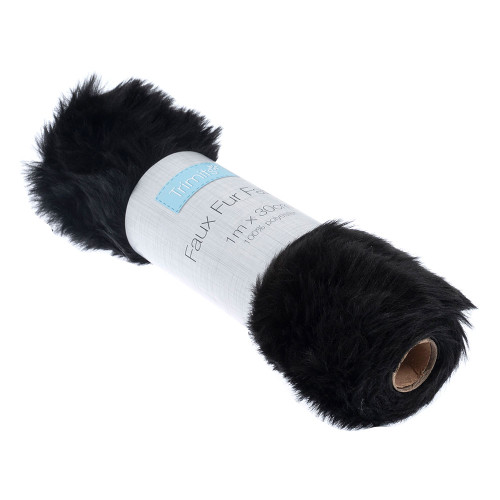 Faux Fur Fabric Roll Black