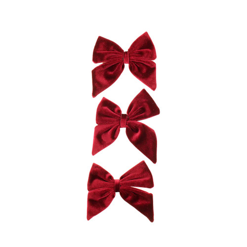 Pack of 3 Festive Burgundy Christmas Velvet Bows