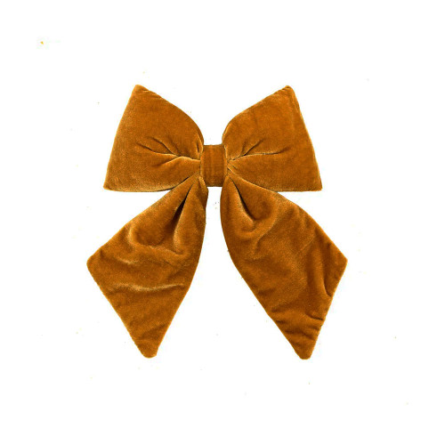 Velvet Decorative Bow with Clip Antique Gold
