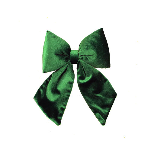 Velvet Decorative Bow with Clip Emerald Green