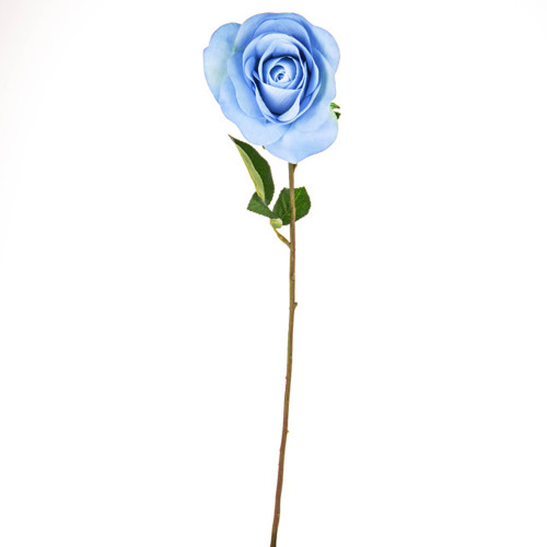 Open Rose Artificial 58cm Pale Blue Pack of 3 Stems