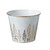 White Metal Bucket With Gold Reindeer and Trees Design