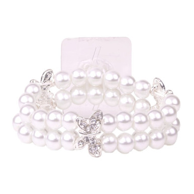 HIONXMGA Corsage Wristlet Band 4PCS Elastic Pearl Wrist Corsage Bracelets  Bands, Wristlets Stretch Pearl Wedding Wristband for Wedding Party Prom