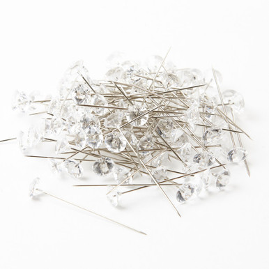 100pcs Stainless Clear Diamond Pins Sewing Pins Wedding Flowers Decor, Size: 8 mm