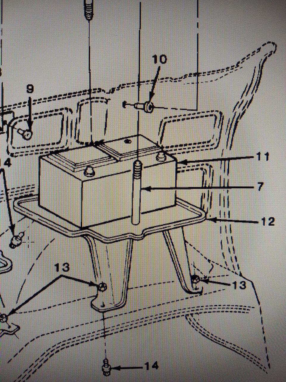 Stud for battery tray.  #7 in image shown