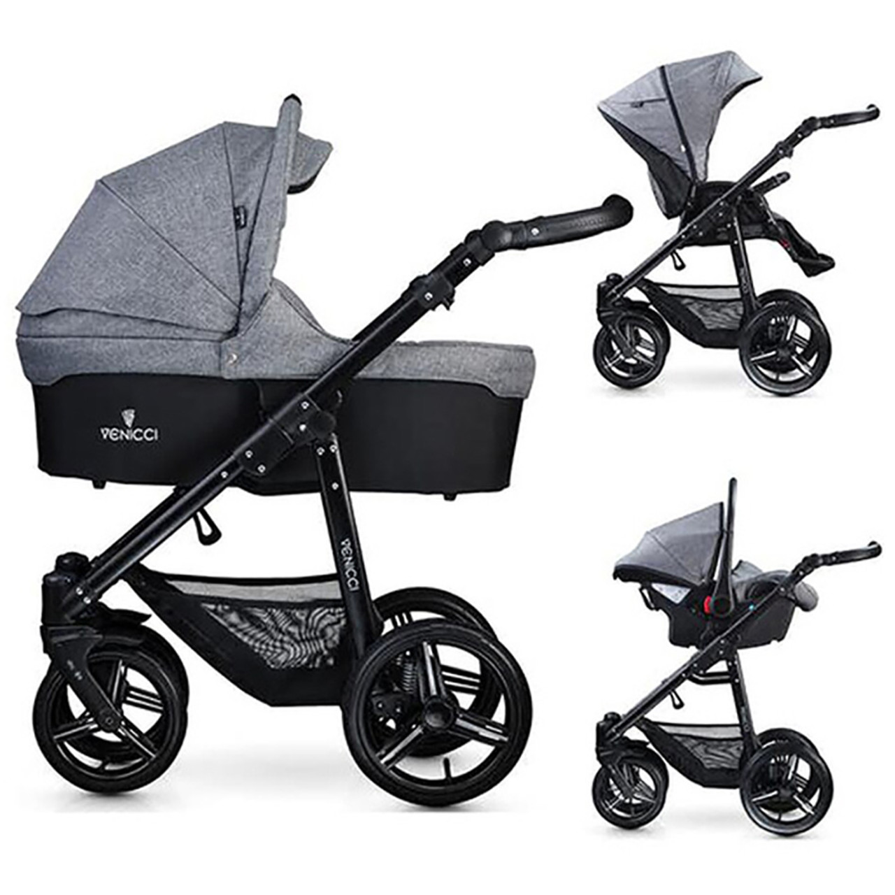 venicci grey denim travel system