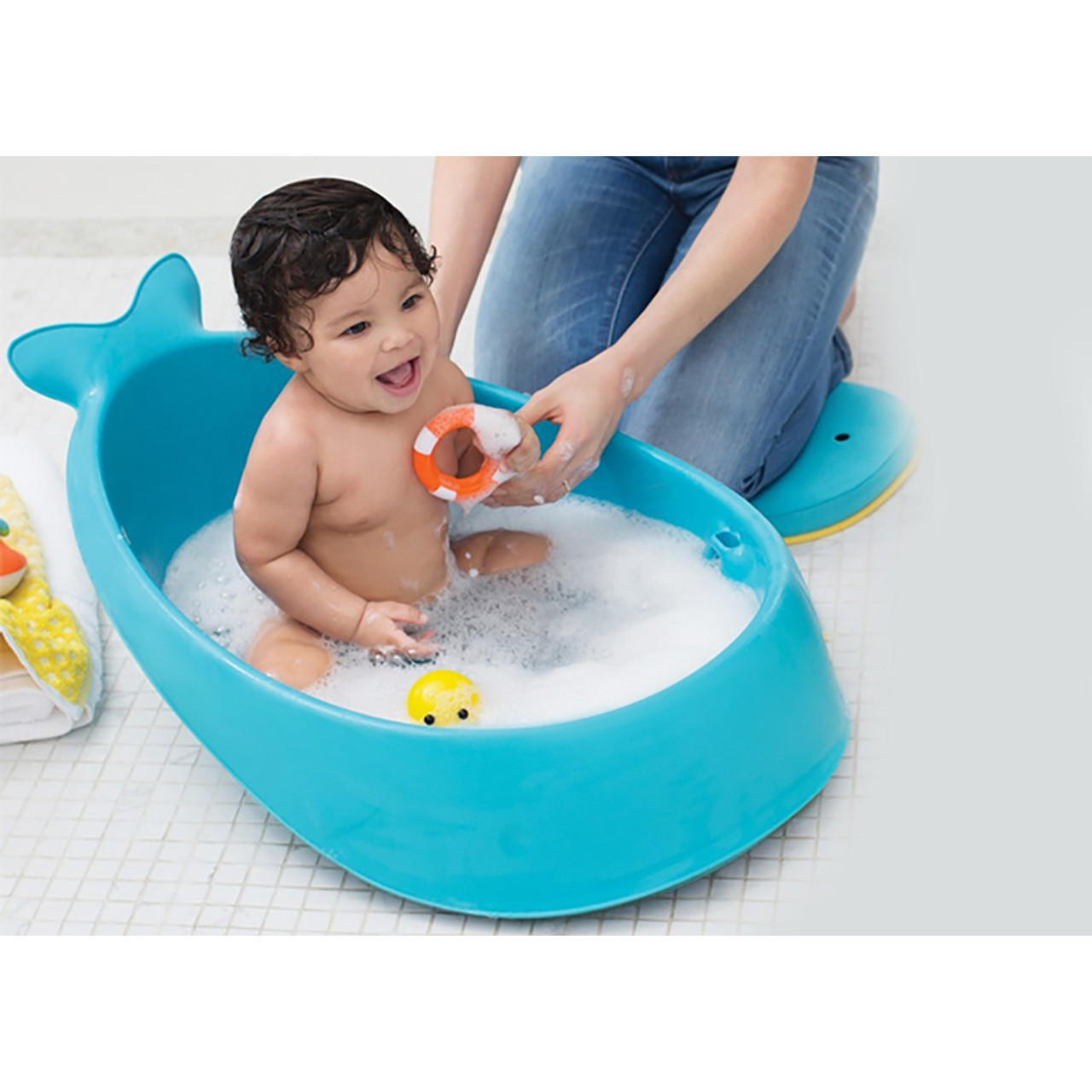 Skip Hop Non-Slip Baby Bath Mat, Moby, Blue