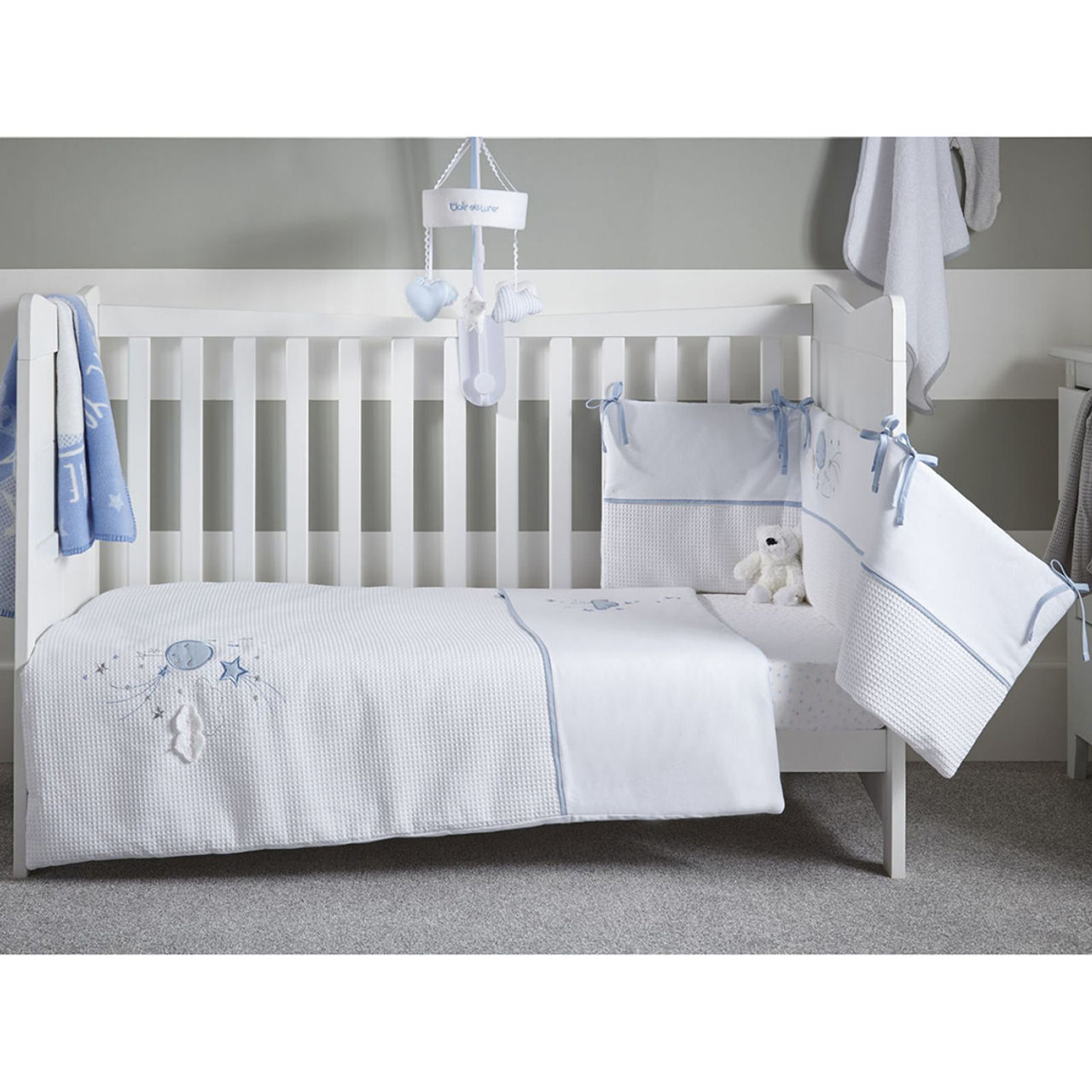 blue cot bed sheets