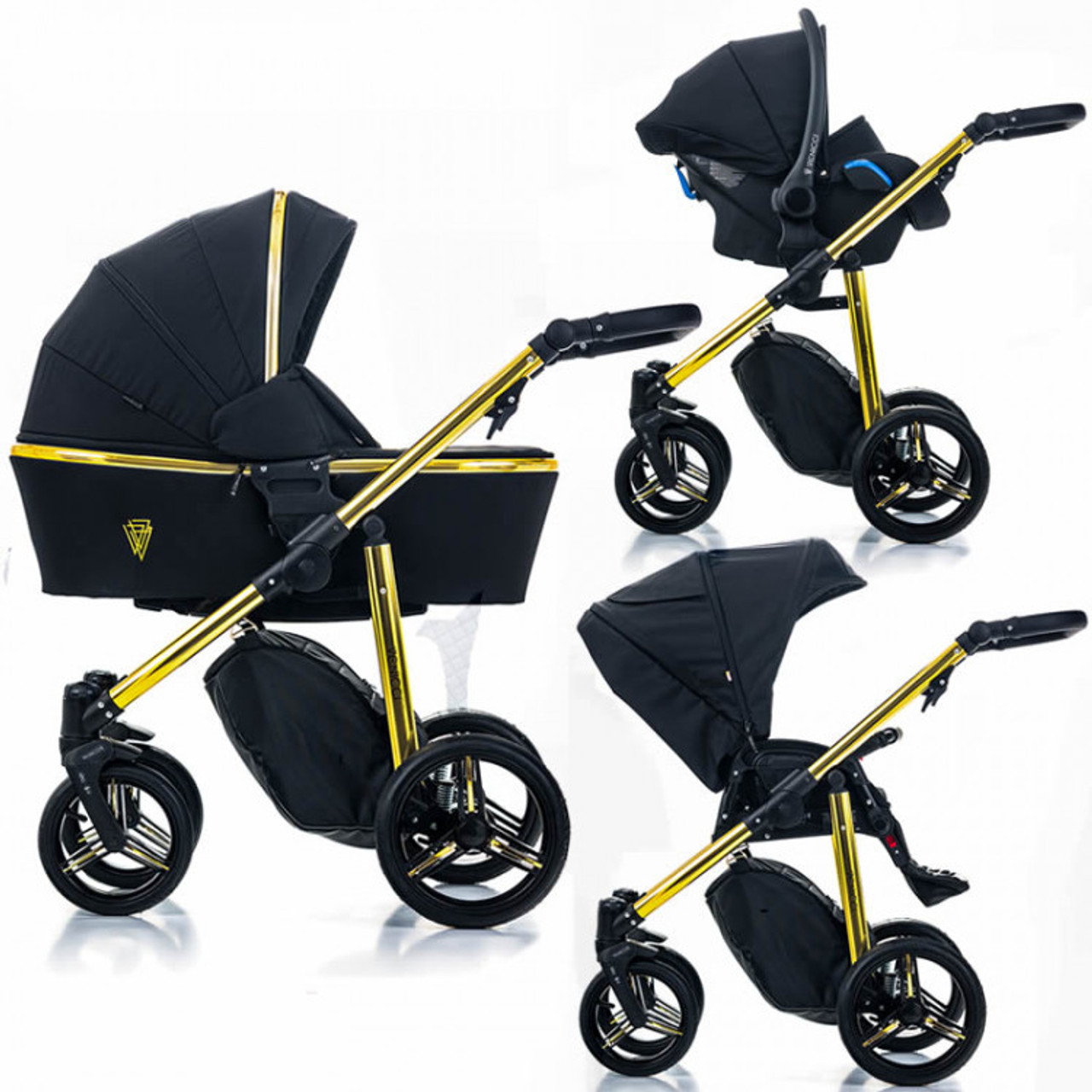 venicci pram black and gold