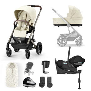 Cybex Balios S Lux 10 Piece Travel System Bundle With Cloud T Car Seat & Base- Taupe Frame