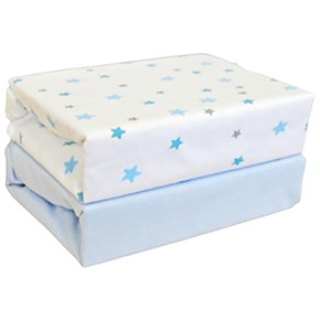 Cuddles Collection- Two Pack Jersey Fitted Sheets - Blue Star