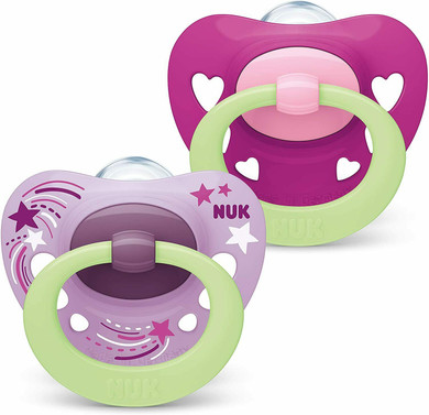 Nuk Signature Night Pink Soothers - 0-6m
