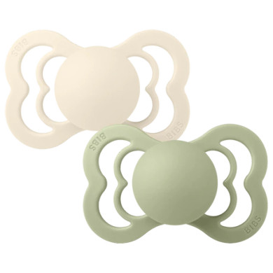 BIBS Supreme Silicone Soothers 2 Pack - Ivory/Sage
