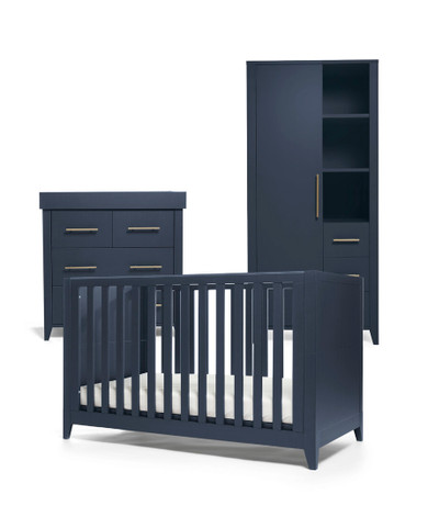 Mamas & PapasMelfi 3 Piece Cotbed Range with Dresser and Storage Wardrobe - Midnight