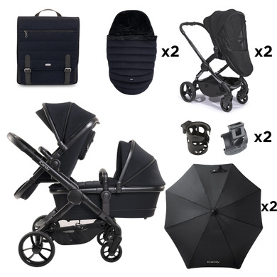 iCandy Peach 7 Double Buggy Bundle With Accessories - Black Edition