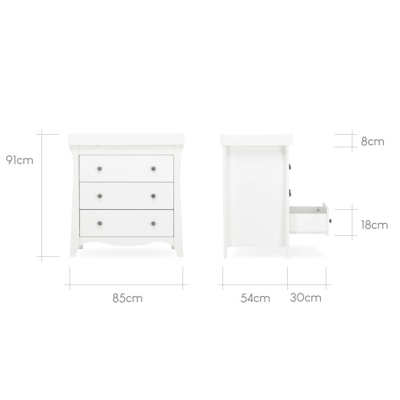 Clara 2 Piece Dresser And Cotbed - White